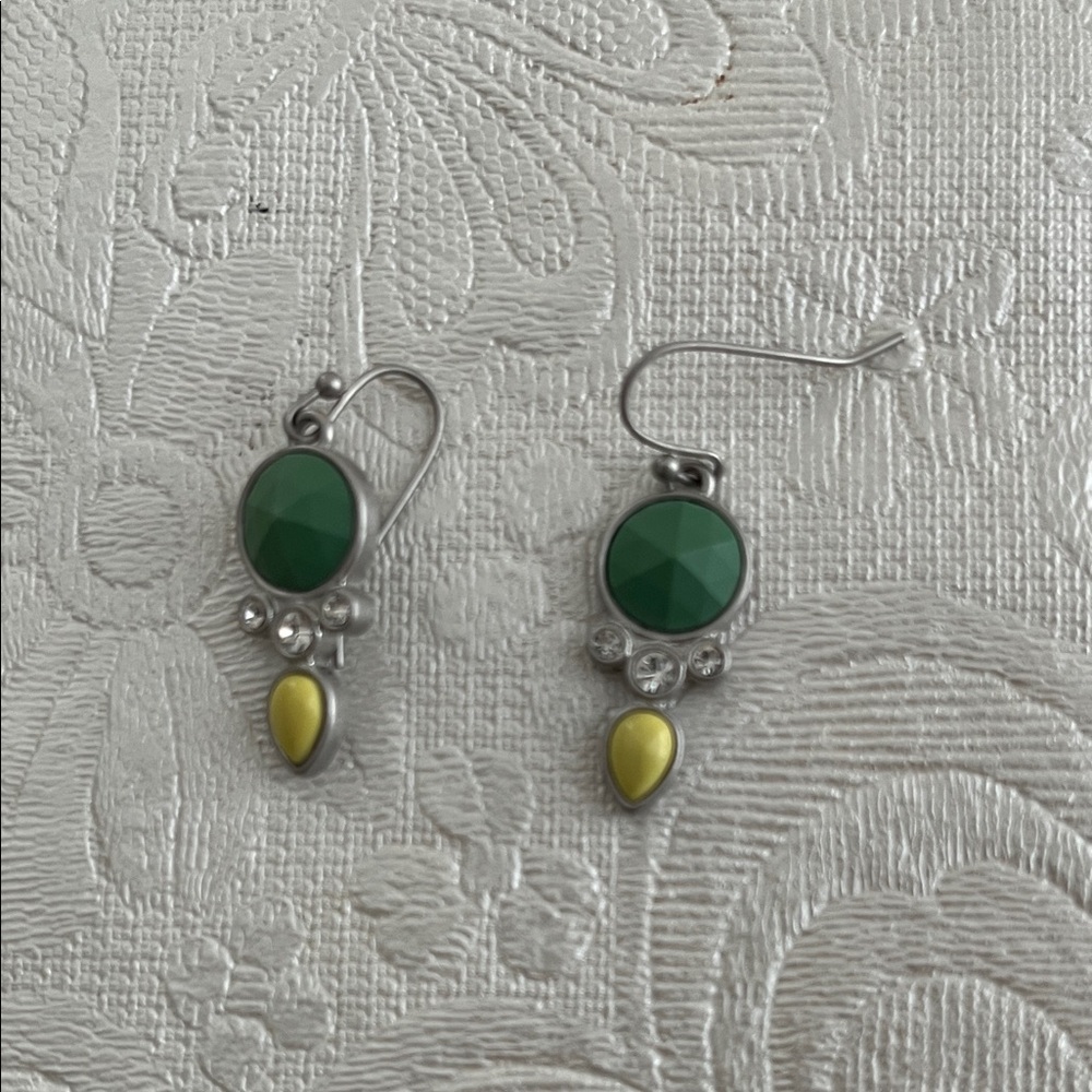 Lia Sophia Green and Yellow Dangle Earrings